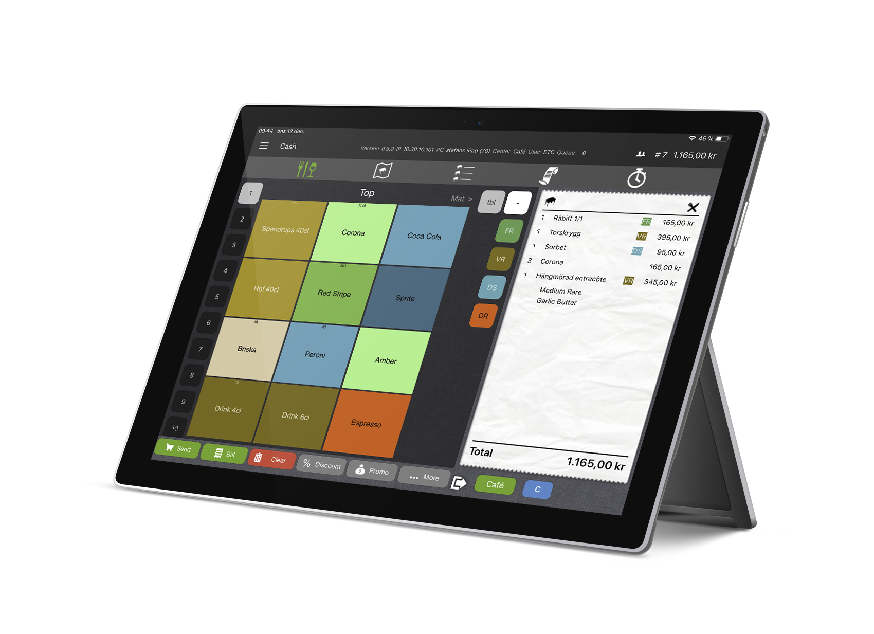 Mobilt kassesystem for restauranter